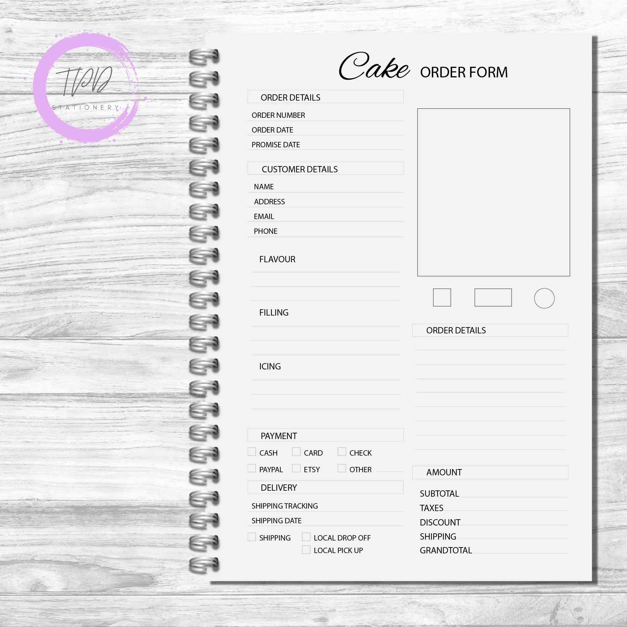 A5 Cake Making Business Order Book