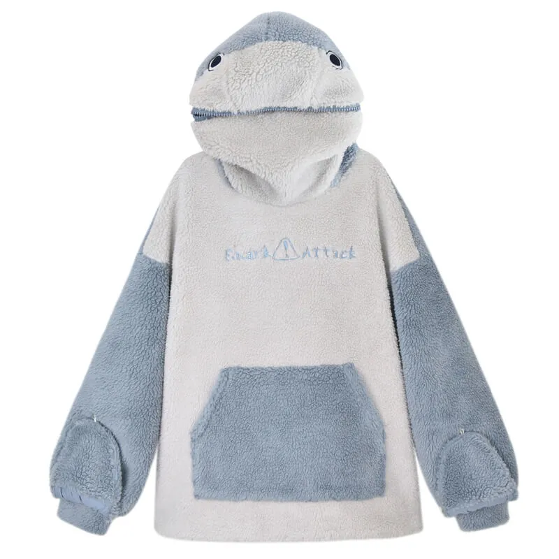 Autistic Shark Attack Zip Fleece Hoodie