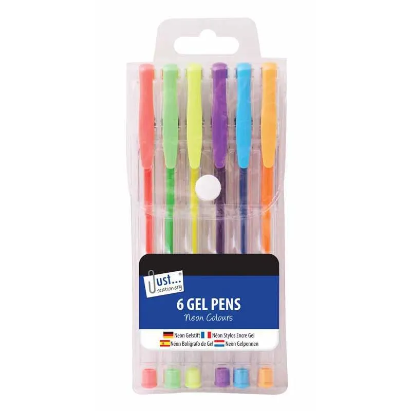 Gel Ink Neon Pens 6 Pack - Case of 12
