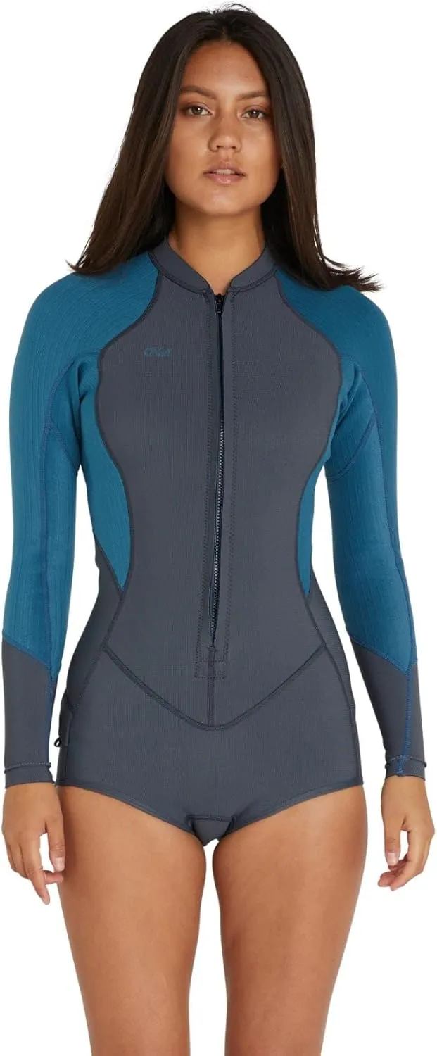 O'Neill Women's Blueprint 2mm Front Zip Long Sleeve Surf Suit Graph/BLUHAZE
