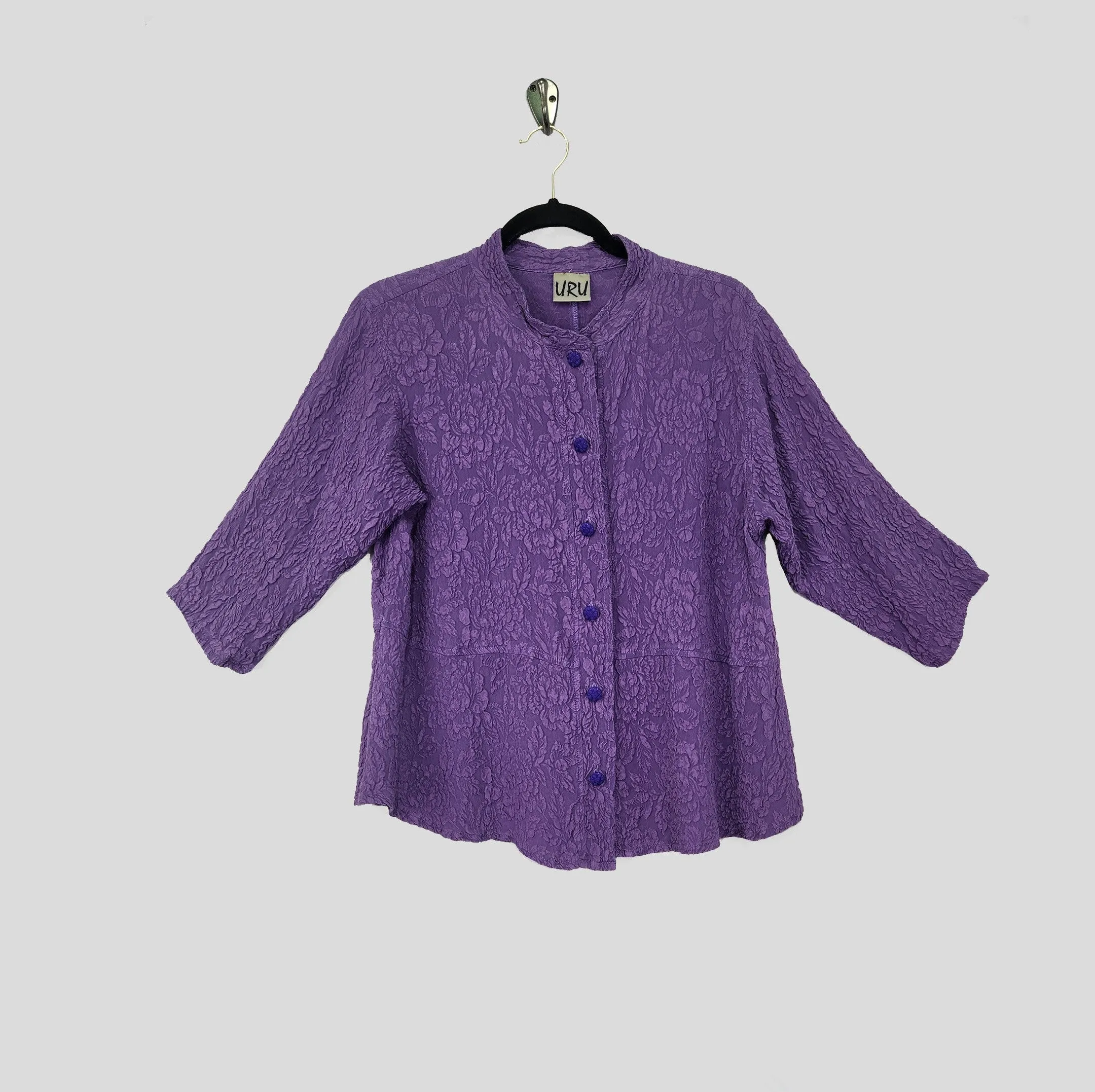 Venice Top in Purple Textured Silk