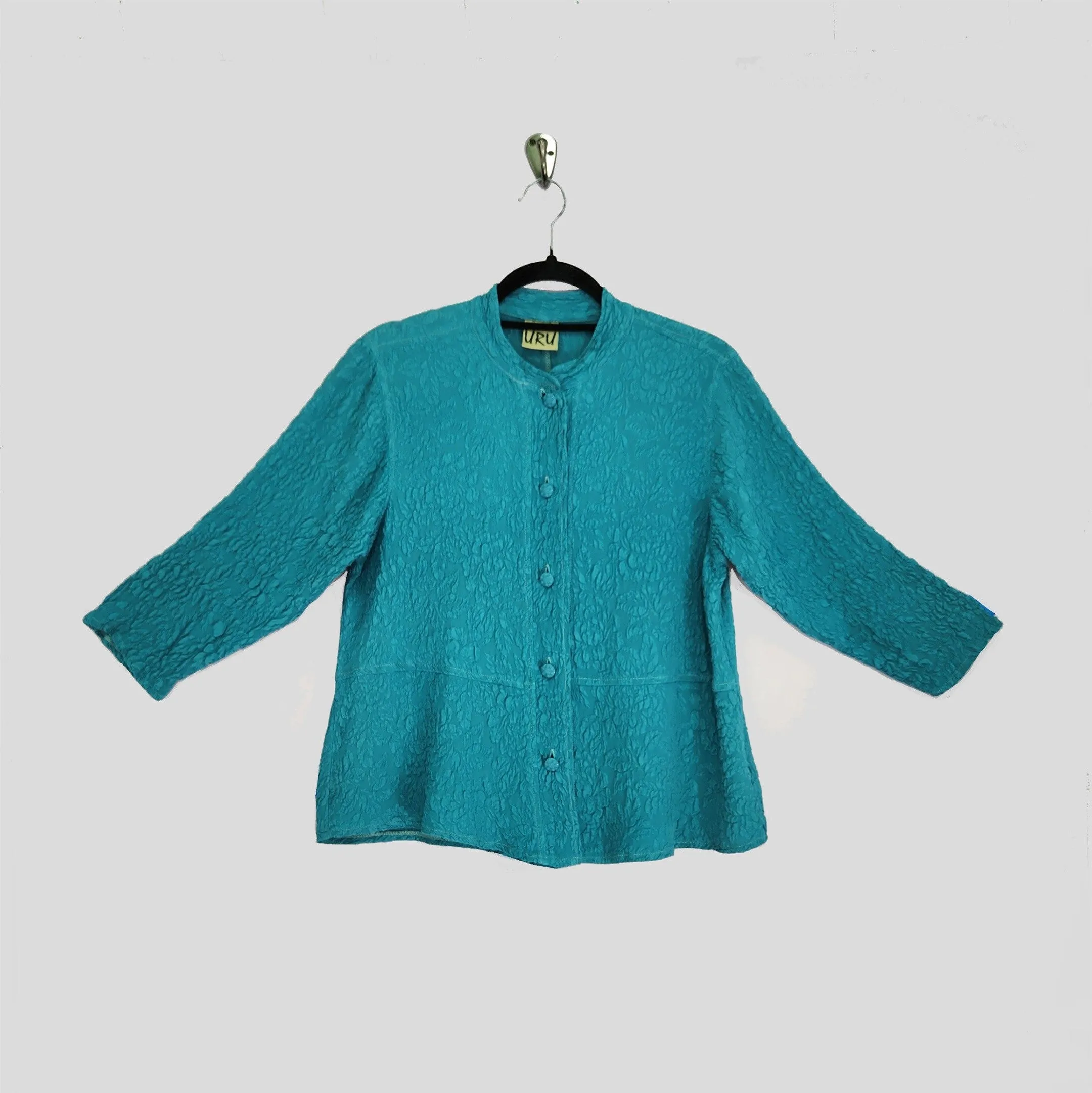Venice Top in Turquoise Textured Silk